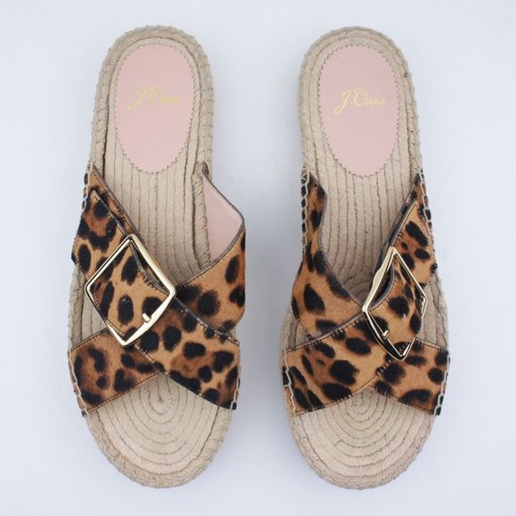 JCREW Size 10 Cross-strap espadrilles in leopard Calf - Picture 3 of 3